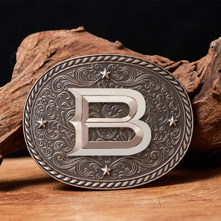 Zeitloser Herren-Ledergürtel mit DIY-Anfangsbuchstaben-Silberschnalle - B - Ohne Gürtel - image 4