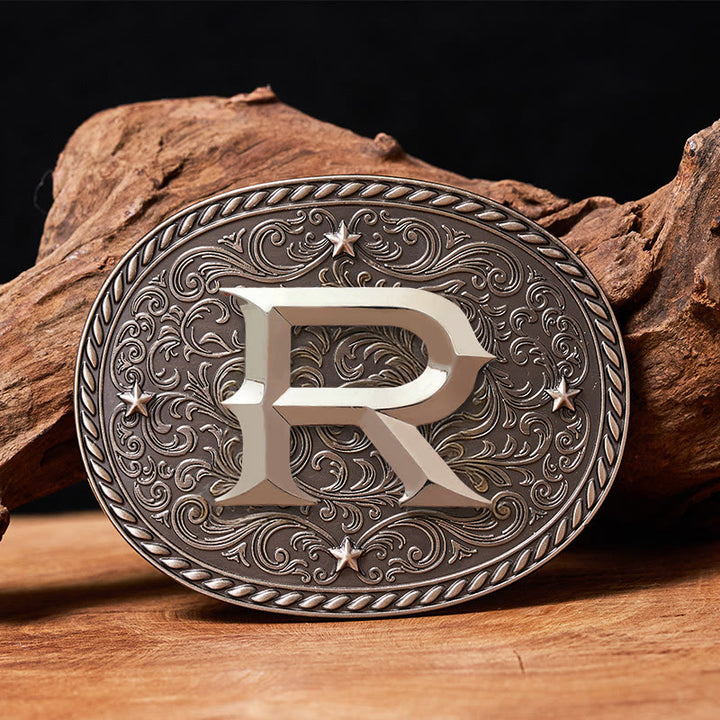 Zeitloser Herren-Ledergürtel mit DIY-Anfangsbuchstaben-Silberschnalle - R - Ohne Gürtel - image 19