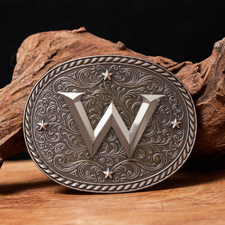 Zeitloser Herren-Ledergürtel mit DIY-Anfangsbuchstaben-Silberschnalle - W - Ohne Gürtel - image 24