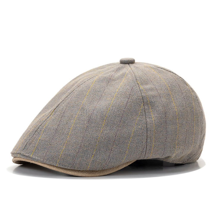 Sommerlicher Retro-Baretthut mit Streifenmuster und kontrastierender Krempe - Hellgrau - Verstellbar (22 1/2"-24") - image 4