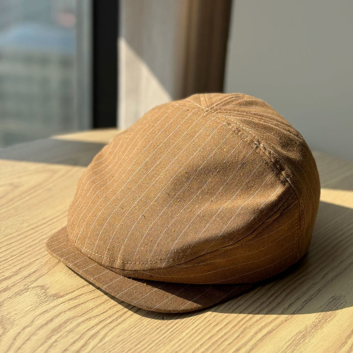 Leichte, atmungsaktive Baskenmütze mit Vintage-Streifen - Khaki - Verstellbar (21 1/4"-23 5/8") - image 0