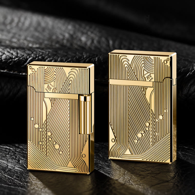 Luxus-Butanfeuerzeug aus geschnitzter Legierung - Titan Gold - image 1