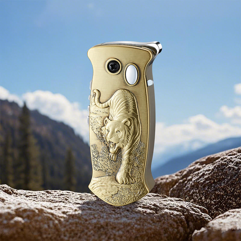 2-in-1 Outdoor-Multifunktions-Klappmesser mit Schnitzfunktion und Feuerzeug - Messing - Stil Nr. 7 - image 9