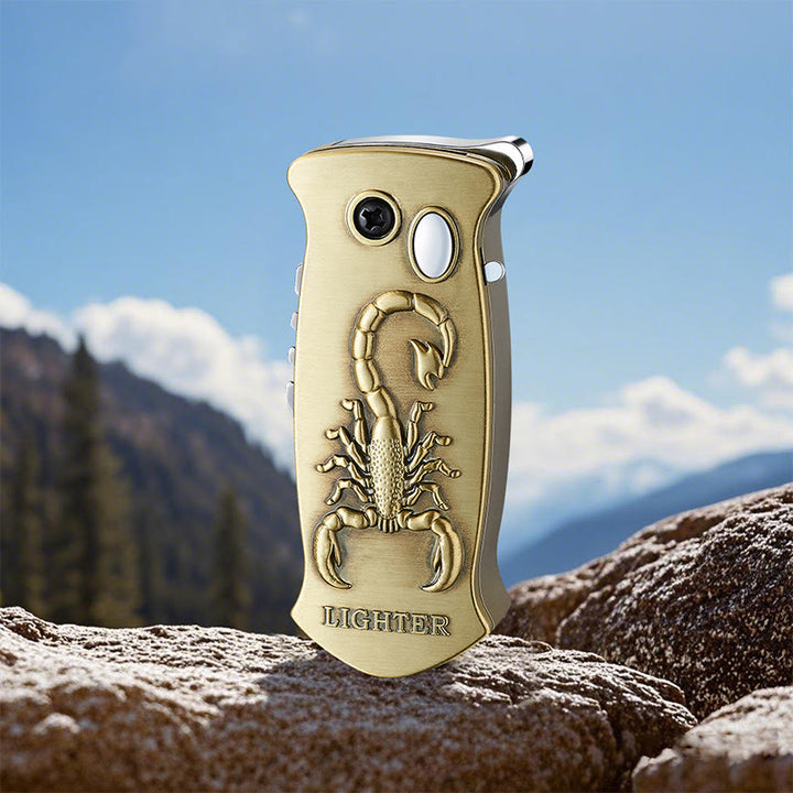 2-in-1 Outdoor-Multifunktions-Klappmesser mit Schnitzfunktion und Feuerzeug - Messing - Stil Nr. 9 - image 11