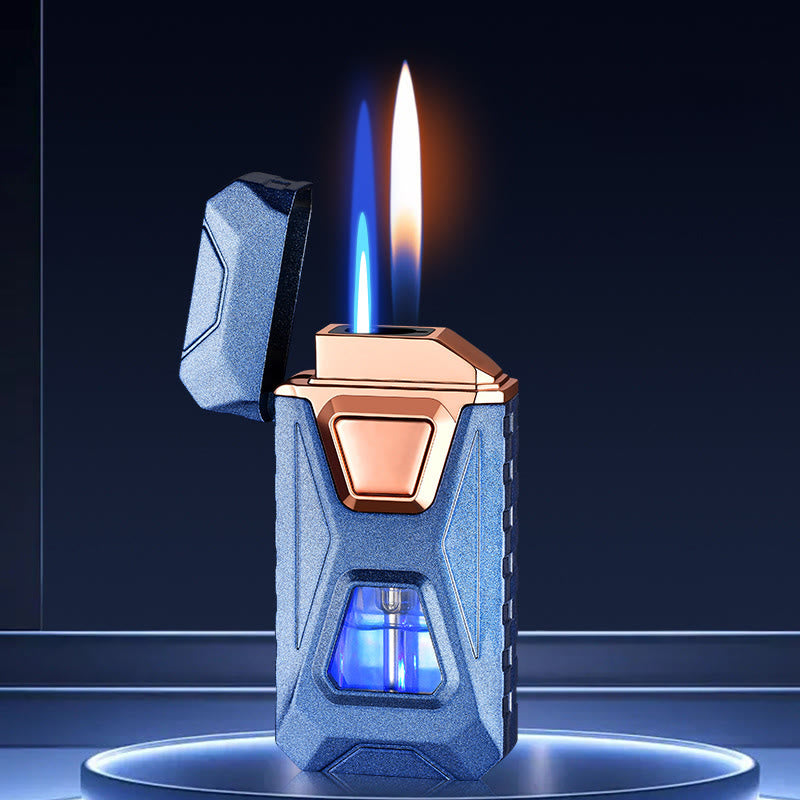 Vier Zündmethoden, intelligentes Doppelflammen-Lade- und aufblasbares Feuerzeug - Blau - image 8