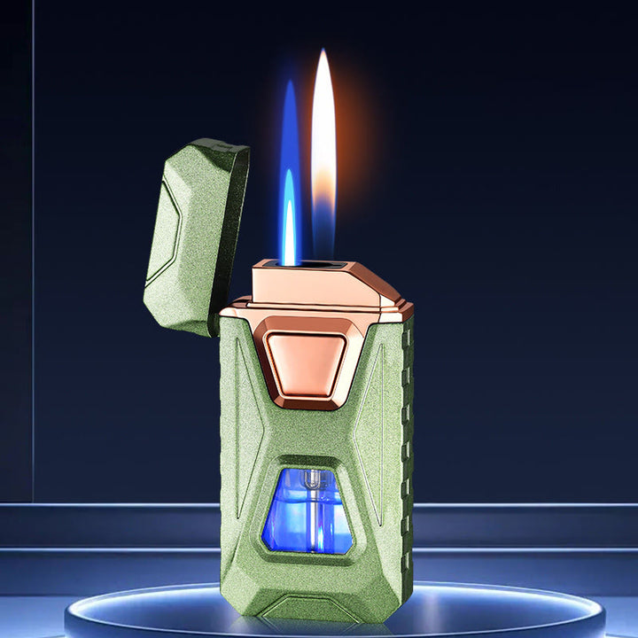Vier Zündmethoden, intelligentes Doppelflammen-Lade- und aufblasbares Feuerzeug - Grün - image 7