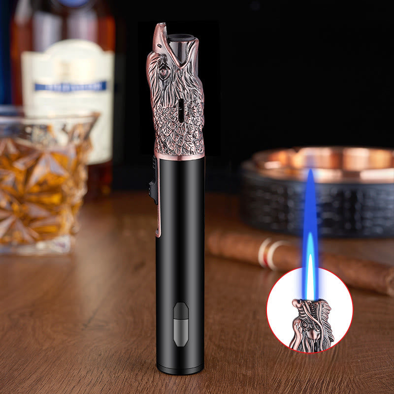 Eagle Head Relief Butanfeuerzeug mit gerader Flamme - Rotbronze - image 0