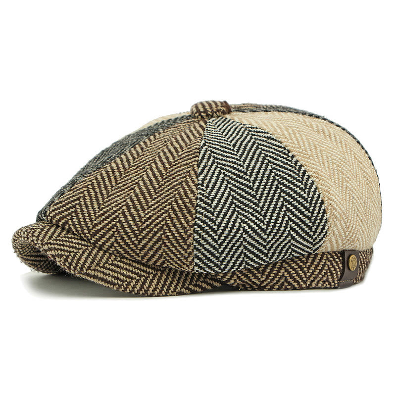 Herren-Baskenmütze im britischen Retro-Stil mit Farbblockmuster - Farbblockierung - Verstellbar (21 5/8"-23 5/8") - image 0