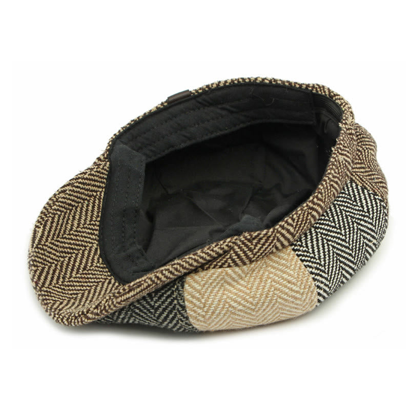 Herren-Baskenmütze im britischen Retro-Stil mit Farbblockmuster - image 5