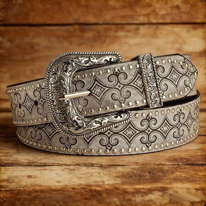 Ledergürtel mit Western-Muster und dekorativer Schnalle - Grau - 36 - image 2