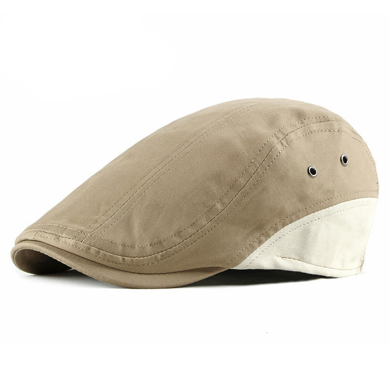 Sommerliche, lässige, atmungsaktive Baskenmütze mit Kontrastpanel - Khaki - Verstellbar (21 5/8"-23 1/4") - image 0