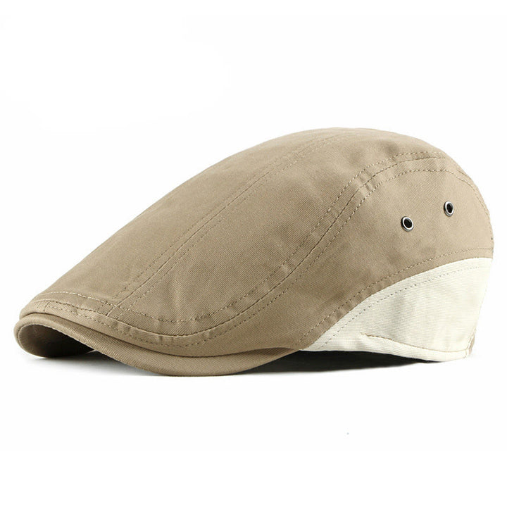 Sommerliche, lässige, atmungsaktive Baskenmütze mit Kontrastpanel - Khaki - Verstellbar (21 5/8"-23 1/4") - image 0