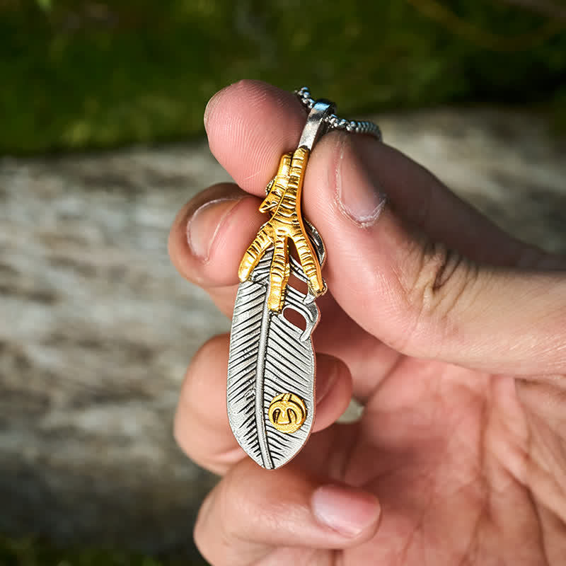 Adler- und Krallenfeder-Mini-Werkzeug-Klappmesser-Halskette - image 4