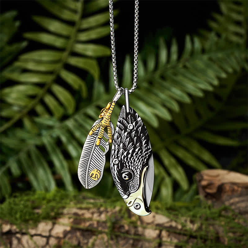 Adler- und Krallenfeder-Mini-Werkzeug-Klappmesser-Halskette - Adler - image 0