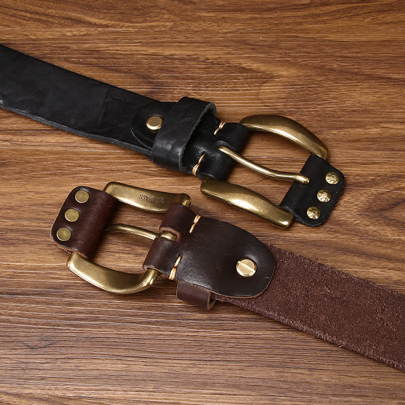 Vintage-Ledergürtel mit Messingnieten und Nieten - image 2