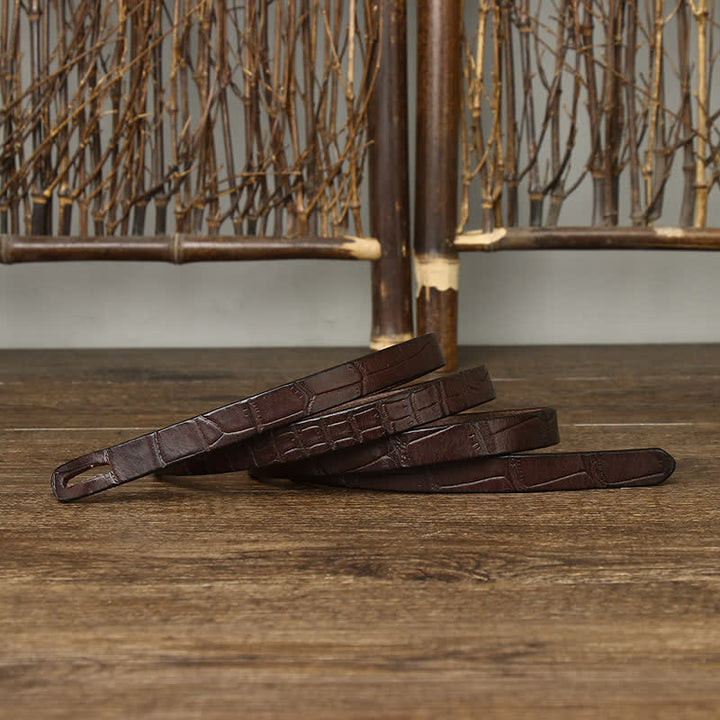Damen-Knotengürtel aus handgeknüpftem Leder mit Krokodilprägung - image 3
