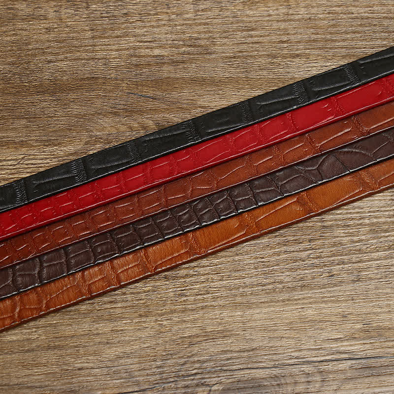 Damen-Knotengürtel aus handgeknüpftem Leder mit Krokodilprägung - image 1
