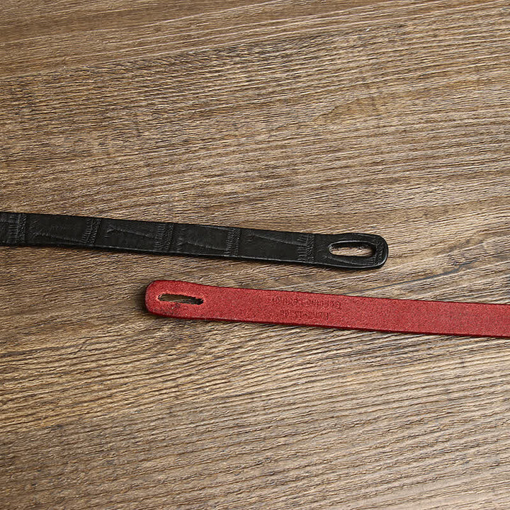 Damen-Knotengürtel aus handgeknüpftem Leder mit Krokodilprägung - image 2