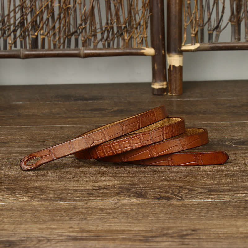 Damen-Knotengürtel aus handgeknüpftem Leder mit Krokodilprägung - image 7