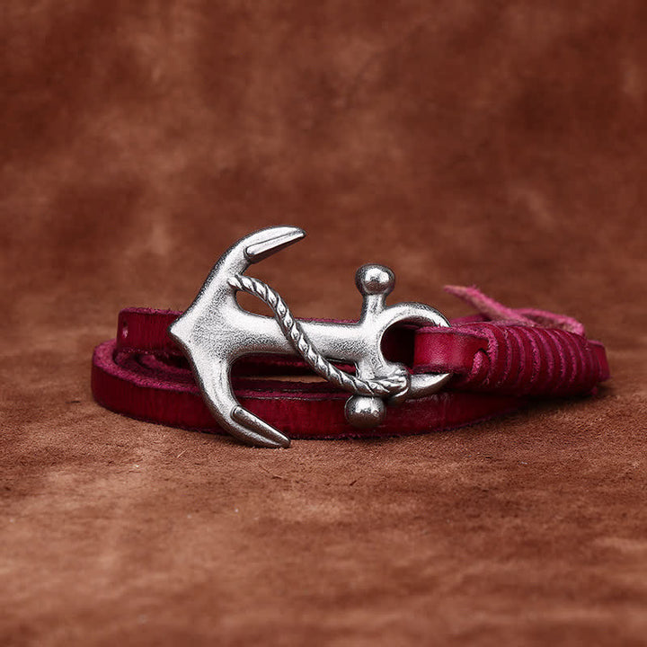 Schmaler Ledergürtel mit nautischem Anker-Vintage-Motiv und Schnalle für Damen - image 12