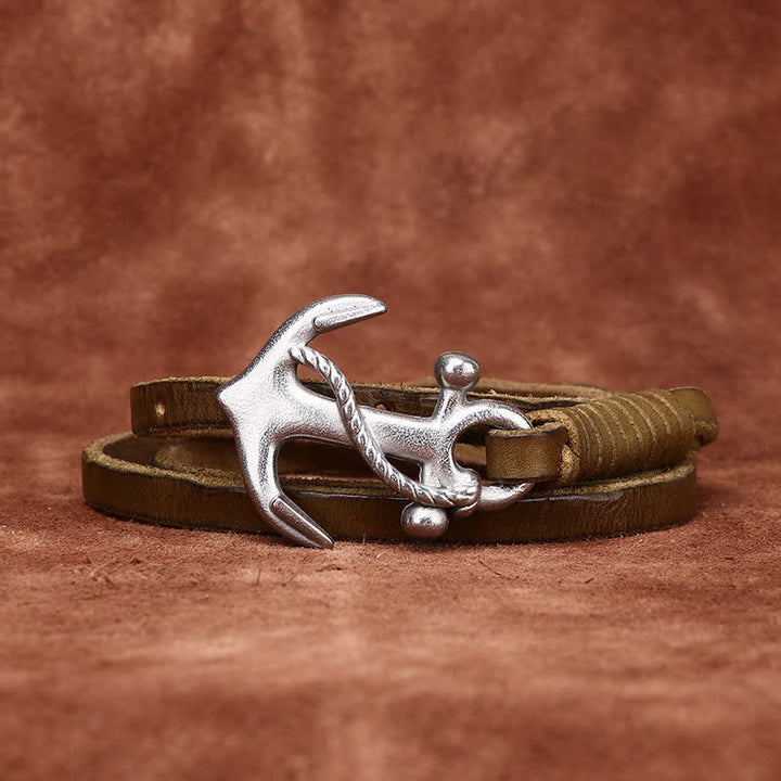 Schmaler Ledergürtel mit nautischem Anker-Vintage-Motiv und Schnalle für Damen - image 21
