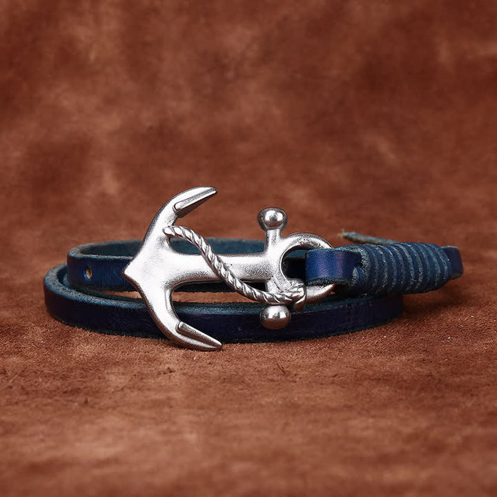 Schmaler Ledergürtel mit nautischem Anker-Vintage-Motiv und Schnalle für Damen - image 18