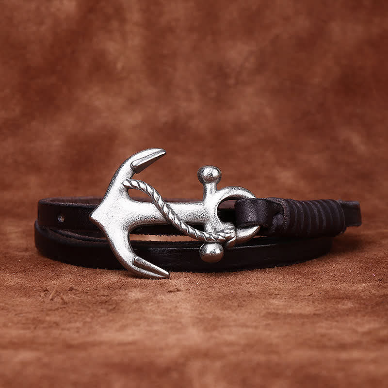 Schmaler Ledergürtel mit nautischem Anker-Vintage-Motiv und Schnalle für Damen - image 9