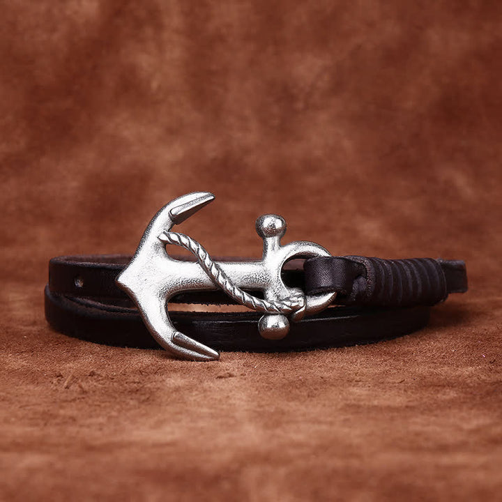 Schmaler Ledergürtel mit nautischem Anker-Vintage-Motiv und Schnalle für Damen - image 9