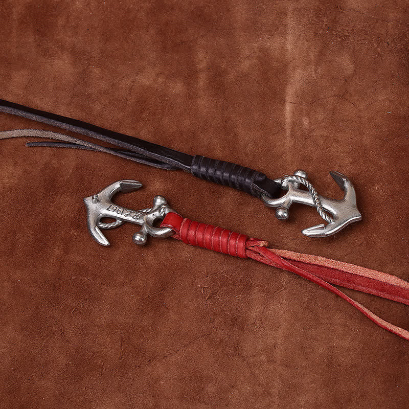 Schmaler Ledergürtel mit nautischem Anker-Vintage-Motiv und Schnalle für Damen - image 2