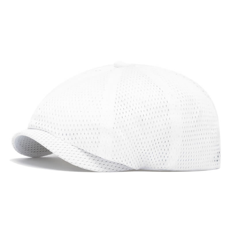 Zeitlose, einfarbige, atmungsaktive Sommer-Baskenmütze aus Mesh - Weiß - M (22"-22 7/8") - image 10