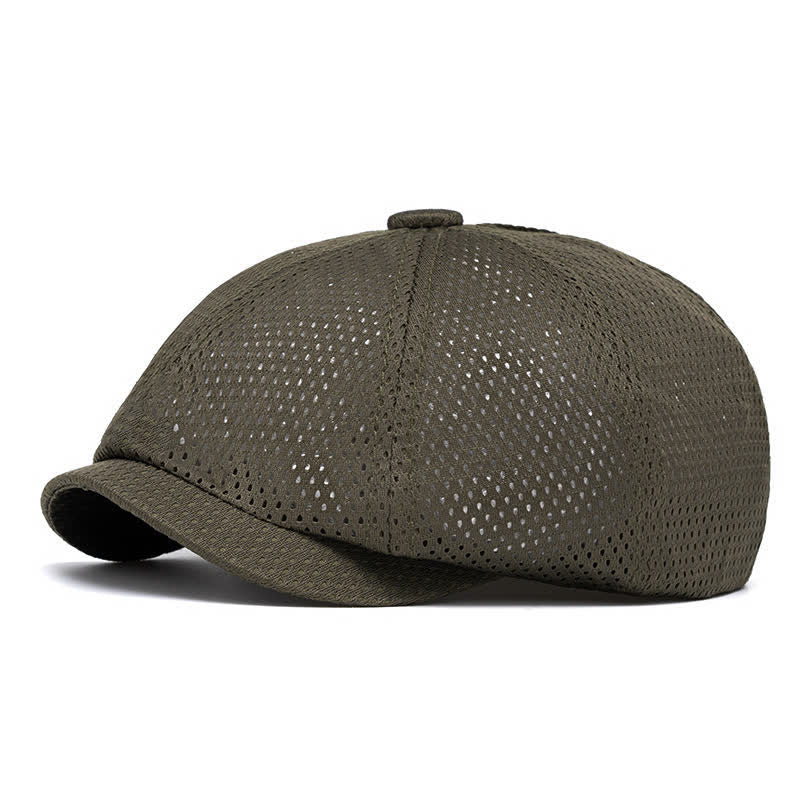 Zeitlose, einfarbige, atmungsaktive Sommer-Baskenmütze aus Mesh - Dunkelgrün - M (22"-22 7/8") - image 11