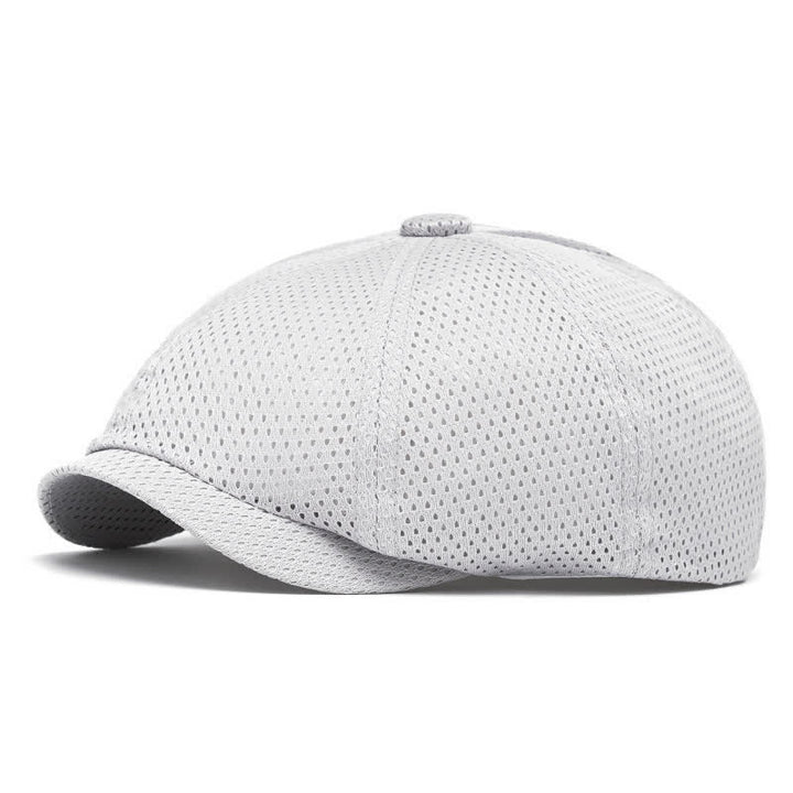 Zeitlose, einfarbige, atmungsaktive Sommer-Baskenmütze aus Mesh - Hellgrau - M (22"-22 7/8") - image 12