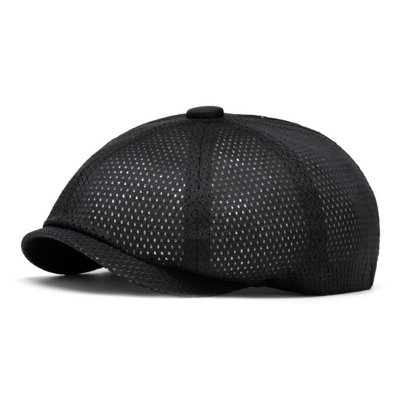 Zeitlose, einfarbige, atmungsaktive Sommer-Baskenmütze aus Mesh - Schwarz - M (22"-22 7/8") - image 8