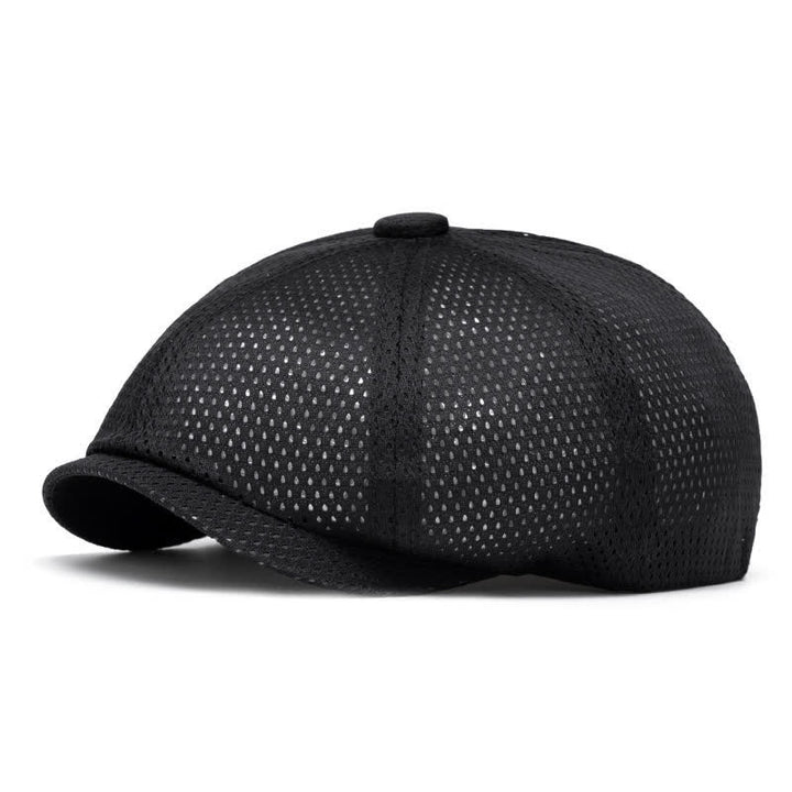 Zeitlose, einfarbige, atmungsaktive Sommer-Baskenmütze aus Mesh - Schwarz - M (22"-22 7/8") - image 8