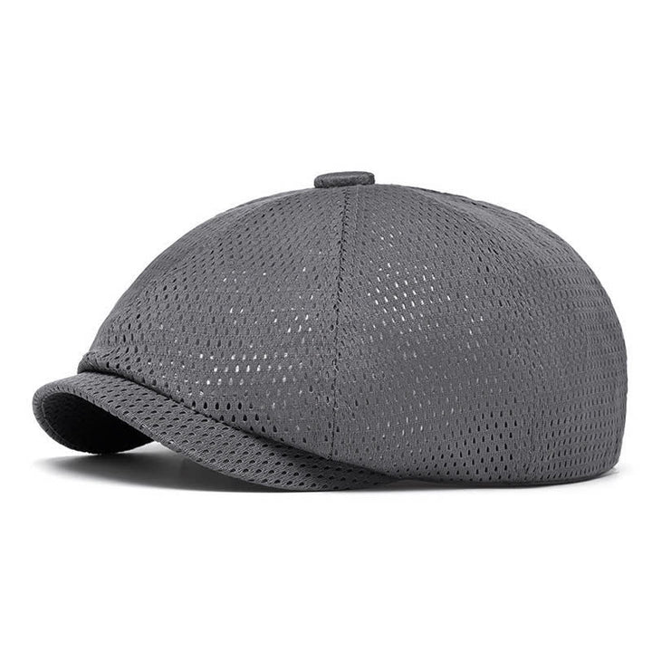Zeitlose, einfarbige, atmungsaktive Sommer-Baskenmütze aus Mesh - Dunkelgrau - M (22"-22 7/8") - image 13
