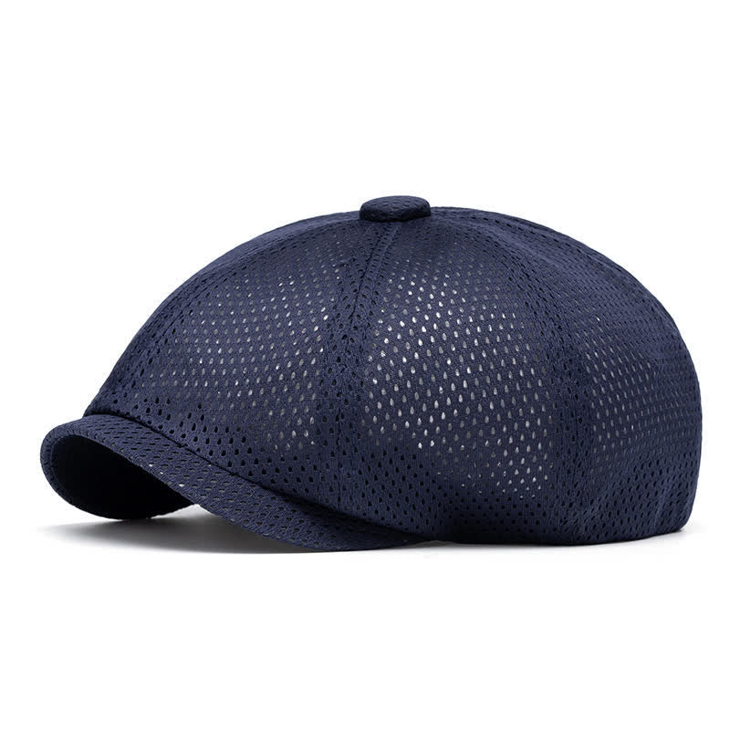Zeitlose, einfarbige, atmungsaktive Sommer-Baskenmütze aus Mesh - Marine - M (22"-22 7/8") - image 9
