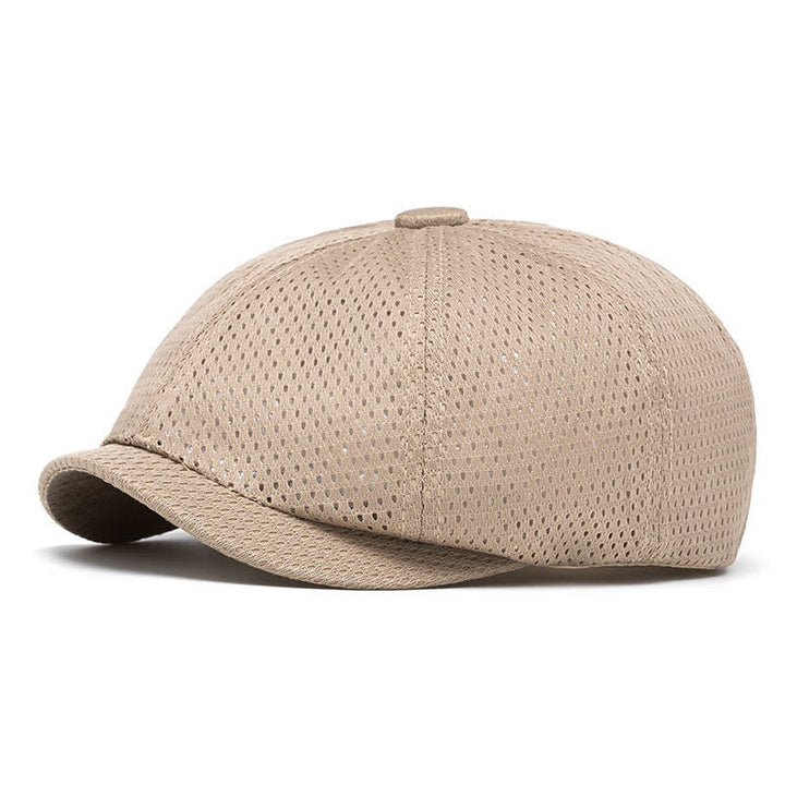 Zeitlose, einfarbige, atmungsaktive Sommer-Baskenmütze aus Mesh - Khaki - M (22"-22 7/8") - image 0