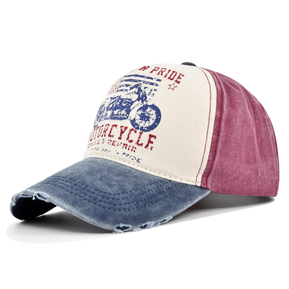 Baseballkappe im Vintage-Stil mit Motorrad-Print und Farbblock-Design - Stil Nr. 4 - Verstellbar (21 1/4''-23 5/8'') - image 6