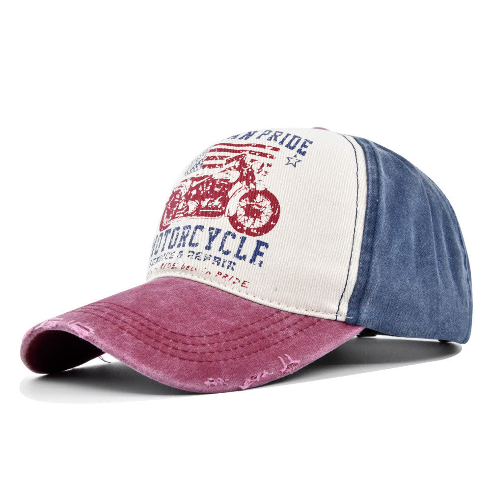 Baseballkappe im Vintage-Stil mit Motorrad-Print und Farbblock-Design - Stil Nr. 3 - Verstellbar (21 1/4''-23 5/8'') - image 5
