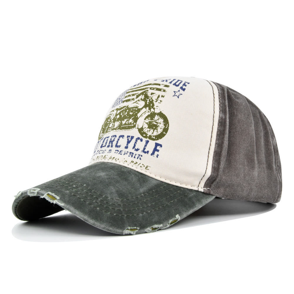 Baseballkappe im Vintage-Stil mit Motorrad-Print und Farbblock-Design - Stil Nr. 6 - Verstellbar (21 1/4''-23 5/8'') - image 8