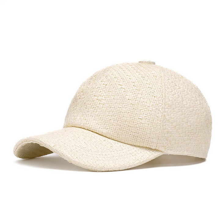 Sommerliche, kühle Baseballkappe aus Strohgewebe in natürlichen Farbtönen - Elfenbein - Verstellbar (22"-24") - image 12