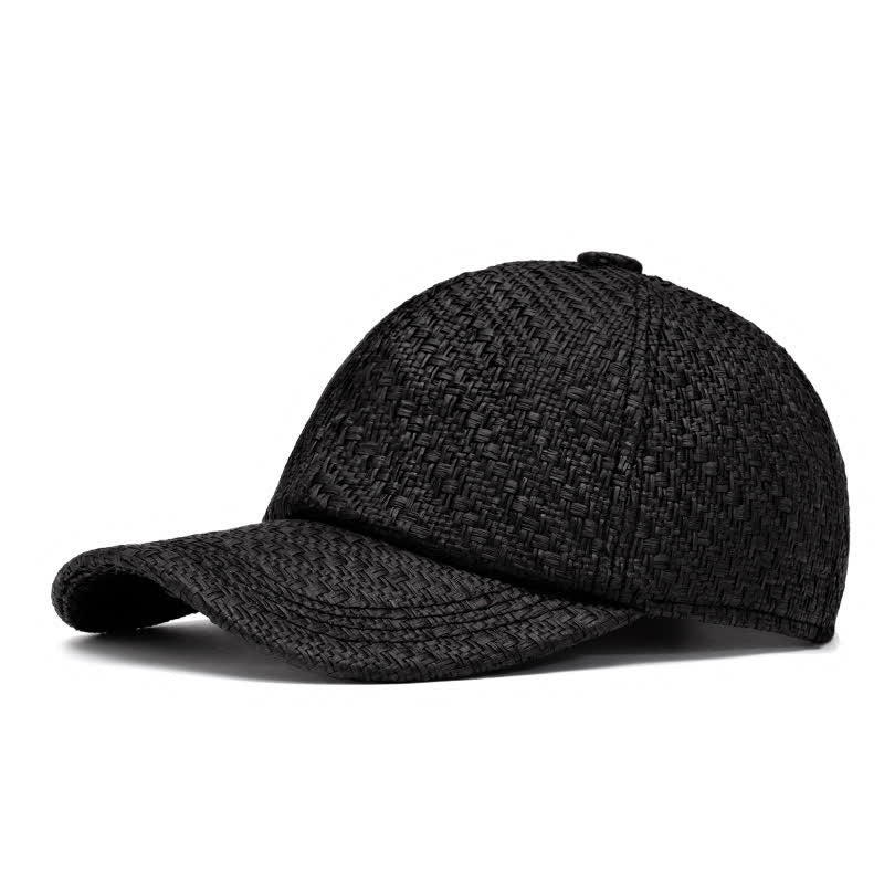 Sommerliche, kühle Baseballkappe aus Strohgewebe in natürlichen Farbtönen - Schwarz - Verstellbar (22"-24") - image 8
