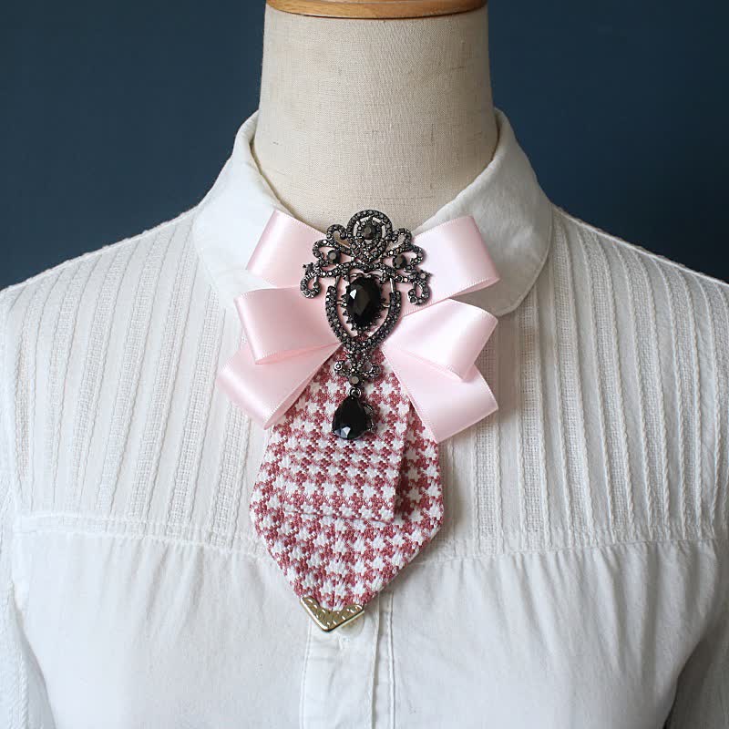 Damenkrawatte mit aufwendigem Kristall- und Hahnentrittmuster - Rosa - image 4