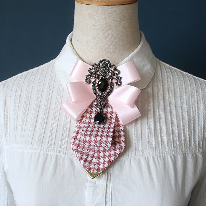 Damenkrawatte mit aufwendigem Kristall- und Hahnentrittmuster - Rosa - image 4