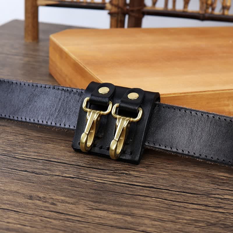 Doppelte Metallhaken, Gürtelschlaufe, Leder-Schlüsselhalter - image 1