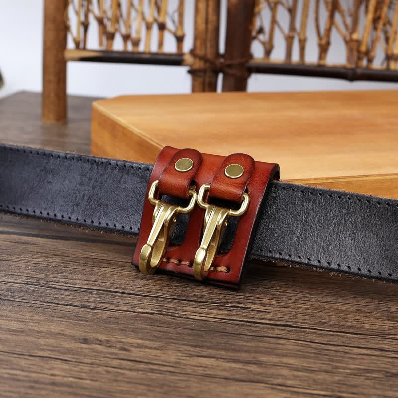 Doppelte Metallhaken, Gürtelschlaufe, Leder-Schlüsselhalter - image 13