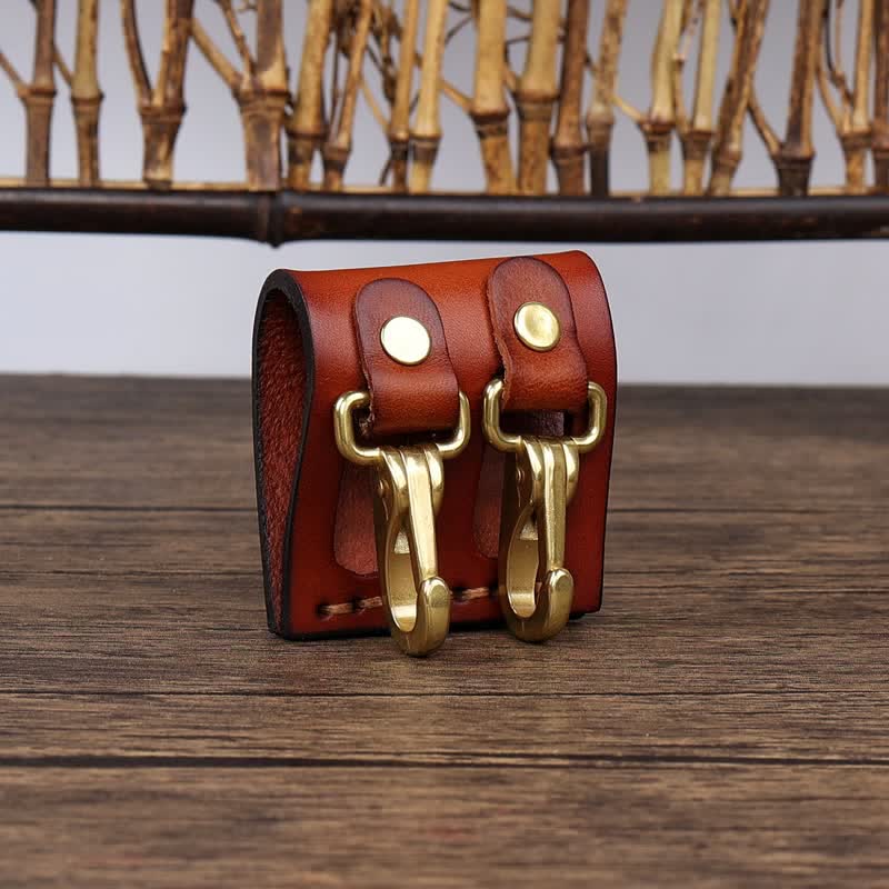 Doppelte Metallhaken, Gürtelschlaufe, Leder-Schlüsselhalter - image 14