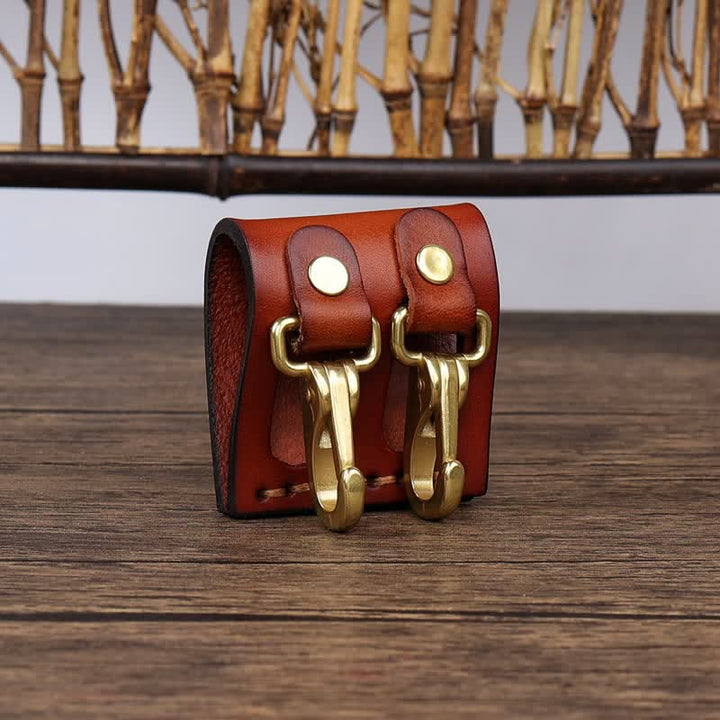 Doppelte Metallhaken, Gürtelschlaufe, Leder-Schlüsselhalter - image 14