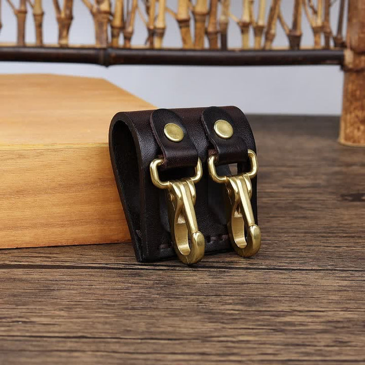 Doppelte Metallhaken, Gürtelschlaufe, Leder-Schlüsselhalter - image 11