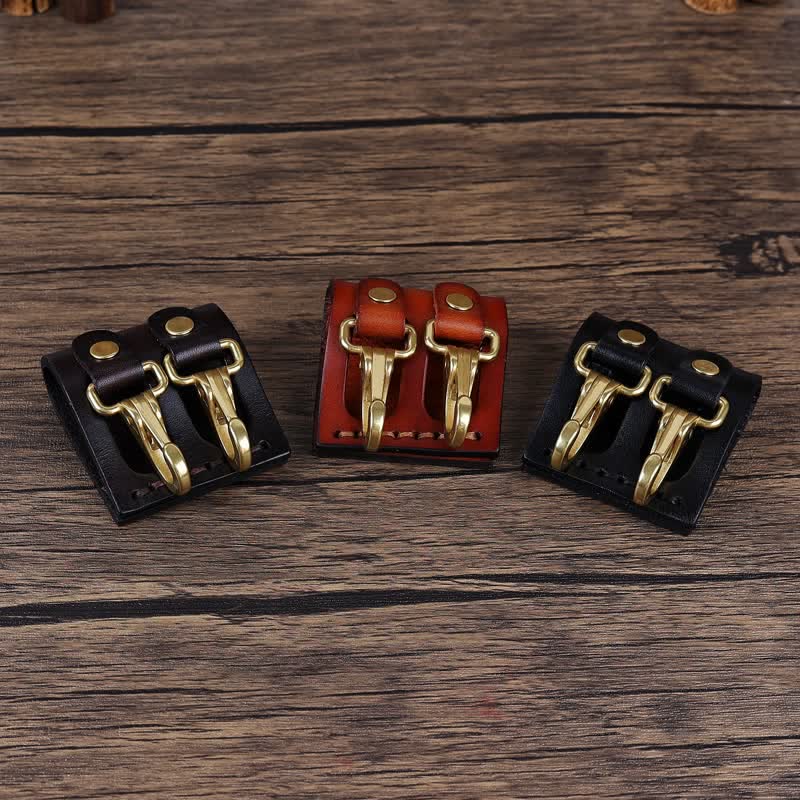 Doppelte Metallhaken, Gürtelschlaufe, Leder-Schlüsselhalter - image 6